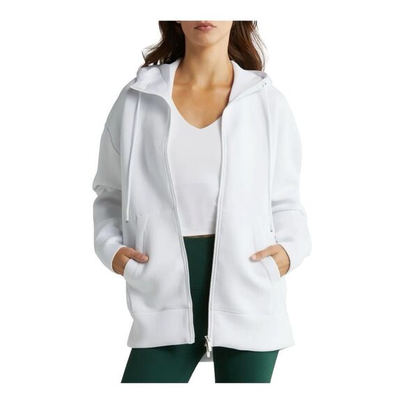 Zella Women’s Oversized White Soft Cozy Zip Up Hoodie Jacket Size Large NWT - Picture 1 of 9
